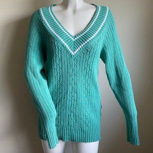 Old Navy Cable Knit Ribbed Seafoam Green Sweater